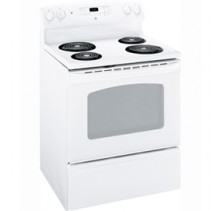 GE JCBS280DTWW Freestanding Electric Range, 30 in, 5.0 cu.ft, with Sabbath Mode, Dual Element Bake, Standard Cleaning Oven True Temp System and Storage Drawer