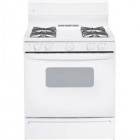 GE JGBS07DETWW Freestanding Gas Range, 30 in, 4.8 cu.ft, with No Clock, Twin Burners, 4 X 9100 BTU, Grey Standard Porcelain, Steel Grates, Broil Drawer,Glass Door and Manual Clean