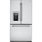 GE Cafe CFSP5RKBSS French Door Refrigerator, 36 in, 25.1 cu.ft, with Spill Proof Glass Shelves, QuickSpace Shelf, LED Lights, External Ice/Water Dispenser and Can Rack