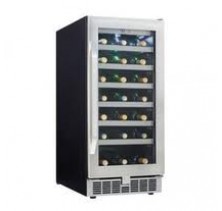 Danby DWC93BLSST Undercounter Wine Cooler, 15 in, with 34-Bottle Capacity, Roller Glide Wooden Shelves, Temperature Alarm, Digital Thermostat and LED Display