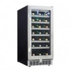 Danby DWC93BLSST Undercounter Wine Cooler, 15 in, with 34-Bottle Capacity, Roller Glide Wooden Shelves, Temperature Alarm, Digital Thermostat and LED Display