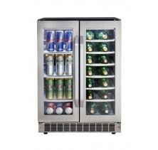 Danby DBC7070BLSST Undercounter French Door Beverage Center, 24 in, with 5.3 cu. ft. Capacity, 60-Can Capacity, 27-Bottle Capacity, Glass Shelves, Digital Thermostat and LED Display