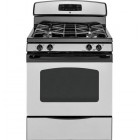 GE JGB281MERBS Freestanding Gas Range, 30in, 4.8 cu.ft, with 4 Sealed Burners, Self-Clean Oven, Continuous Grates, PowerBoil 15,000 BTU Burner, Precise Simmer Burner, TrueTemp Oven System and Storage 