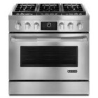 Jenn-Air JDRP436WP Freestanding Pro Style Duel Fuel MultiMode Convection Range, 36 in with Two 20,000 BTU Stacked PowerBurners, Auto Convection Conversion and 6 Sealed Burners