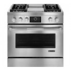 Jenn-Air JDRP536WP Freestanding Pro Style Duel Fuel Convection Range, 36 in, with One 20,000 BTU Stacked PowerBurner, 7-Inch Full Color Touch-Anywhere LCD Display and 1,320-Watt Electric Griddle
