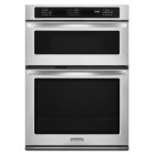 Kitchen Aid KEMS379BSS Microwave Oven Wall Combination, 27 in, 5.7 Cu.Ft, with Glass Touch Controls, Self Cleaning Oven, Convection, SatinGlide Roll-Out Extension Rack and Hidden Elements