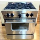 BlueStar RCS Series RCS304-IR 30in Gas Range with 4 Open Burners, Removable Drip Trays, Ceramic Infrared Broiler and 6 in Backguard 