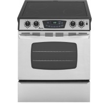 Amana AES3760BC Slide In Electric Range, 30in, 4.2 cu.ft, with Adjustable Keep Warm Setting, Delay Bake, Control Lockout, Storage Drawer and Self Cleaning Oven with Adjustable Levels 