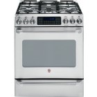 GE Cafe CGS980SEMSS Slide-In Gas Range, 30in, 6.0 cu.ft, with Precise Air Convection System, Non-Stick Griddle, LowerOven and Precise Simmer Burner 