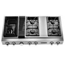 Jenn-Air Pro-Style JGD8348CDP 48 inch Pro-Style Modular Gas Downdraft Range Top with Four 10,000 BTU Burners,  Two 8,000 BTU Burners and Indoor Grilling Capability