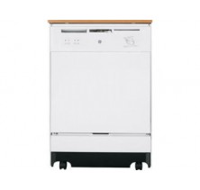 GE GSC3500 Full Console Portable Dishwasher with 7 Wash Cycles, Nylon Racks, Candlelight Woodgrain Laminate Top and 5 Level Power Scrub