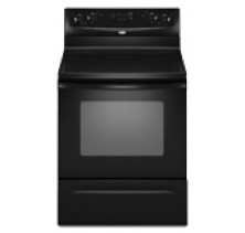 Whirlpool YWFE361LVB Black Freestanding Electric Range, 30in, 4.8 cu.ft, with 4 Radiant Burners, Ceramic Glass Cooktop, Automatic Oven Light and Storage Drawer Black