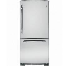 GE GDRS0KBXSS Stainless Steel Bottom Mount Refrigerator with 20.2 Cu. Ft.  with Upfront Temperature Controls, Two-Level Slide in Store System, Adjustable-Humidity Crispers Stainless Steel