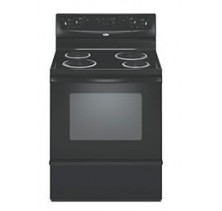 Whirlpool YRF115LXVB Black Freestanding Electric Range, 30in, 4.8 cu.ft, with High-Speed Coil Elements, convenient appliance outlet, 2 Oven Racks and Extra Large Oven Window Black