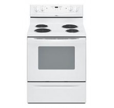 Whirlpool YRF115LXVQ White Freestanding Electric Range, 30in, 4.8 cu.ft, with High-Speed Coil Elements, convenient appliance outlet, 2 Oven Racks and Extra Large Oven Window White
