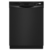 Whirlpool DU1300XTVB Black Dishwasher, 24in, with Energy Star Qualification, 4 Wash Cycles, 6 Options, SheerClean Wash System, Auto Soil Sensor, Nylon Racks and Quiet Partner II Sound Package Black