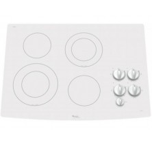 Whirlpool Gold GJC3054RP Pure White Electric Cooktop, 30in, with Smooth ceramic-glass surface cleans up quickly, Double Dual Element Cooktop, AccuSimmer Element and Hot Surface Indicator Light Pure White