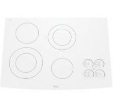 Whirlpool Gold GJC3055RP Pure White Electric Cooktop, 30in, with Smooth ceramic-glass surface cleans up quickly, Hot Surface Indicator Light, Glass Touch Controls and Double Dual Element Cooktop   Pure White