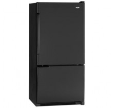 Amana ABB192ZWEB Black Bottom Mount Refrigerator, 30in, 18.5 Cu Ft ,Flat Textured Door ,Electronic Controls ,4 Spillproof Shelves ,Hanging Deli, and Humidity Controlled Crispers  Black