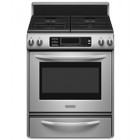 Kitchen Aid YKDRS807S Freestanding Duel Fuel Range, 30in, 4.1 cu.ft, with 15,000 BTU Triple Tier Sealed Burner, 12,500 BTU Power Burner, True Convection Oven, Dual Full Surface Grates & Warming Drawer