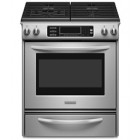 Kitchen Aid YKDSS907SS Slide In Duel Fuel Range, 30in, 4.1 cu.ft, with 15,000 BTU Triple Tier Sealed Burner, True Convection Oven, Dual Full Surface Grates & Warming Drawer 