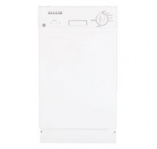 GE GSD1807KWW White Dishwasher, 18in, with Stainless Steel Interior, Energy Star, 7 Cycles, Convection Air Flow Drying and 4 Wash Levels White