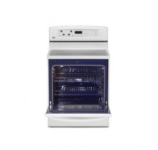 LG LST5651SW White Freestanding Electric Range, 30 in, 5.6 cu.ft. Blue porcelain oven cavity, All digital intuitive split control, LED display, Ceran Suprema smooth cooktop; One 9/12" dual (max 2700w) White