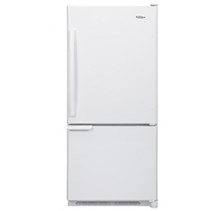 Whirlpool EB9FVBXWQ White Bottom Mount Refrigerator, 30in, 18.5 cu.ft, with 2 Adjustable Full-Width Glass Shelves, Adjustable Door Bins, Accu-Chill Temperature System and Humidity-Controlled Crispers White
