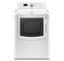Maytag Bravos MGDB850WQ White Front Load Gas Dryer, 29in, 7.3 cu.ft, with 9 Drying Cycles, 5 Temperature Settings, Steam Enhanced Cycles and GentleBreeze Drying System with IntelliDry Sensor White