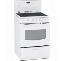 GE JCAP760WMWW White Freestanding Electric Self CleanRange, 24in, 3.0 cu.ft, with Ceramic Glass Cooktop, Electronic Oven Controls, 2 Ribbon, 8" Heating Elements and Quick Clean Storage Drawer    White