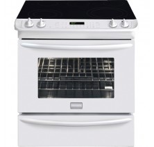 Frigidaire Gallery CGES3065KW White Slide-In Range, 4.2 Cu. Ft, 30in, Electric, Convection, Self Clean, Auto Shut-Off, Smoothtop Ceramic Glass Cooking Surface, Express-Select Precision Controls (ESEC) White