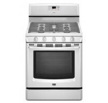 Maytag MGR8670WW White Freestanding Gas Range, 30in, 5.6 cu.ft, with Precision Cooking System, Control Lockout, Full-Width Cast Iron Grates and Power Center Cooktop (Five Burners/One Speed Heat Burner)   White