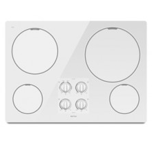 Maytag MEC7430WW White Electric Cooktop, 30in, with 4 Radiant Elements, 3,200 Watt Power Element, Glass Ceramic Surface and Dishwasher Safe Control Knobs White