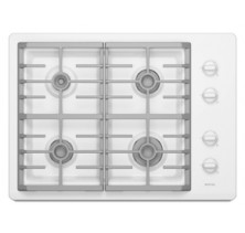 Maytag MGC7430WW White Gas Cooktop, 30in, with 4 Sealed Burners Including 2 Power Cook Burners, Frameless Design, Pilotless Electronic Ignition and Continuous Grates White