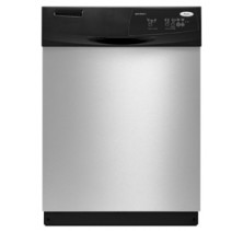 Whirlpool DU1015XTXS Stainless Steel Dishwasher, 24in, with Energy Star Qualification, 3 Automatic Cycles, 3 Options, 4-Level SheerClean, Direct Feed Wash System, High Temperature Wash Option and Control Lock Stainless Steel