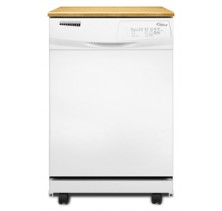 Whirlpool DP1040XTXQ White Portable Dishwasher, 24in, with 5 Automatic Wash Cycles, 12 Place Settings, Super Capacity Tall Tub and 4-Level SheerClean Direct Feed Wash System White