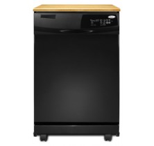 Whirlpool DP1040XTXB   Black Portable Dishwasher, 24in, with 5 Automatic Wash Cycles, 12 Place Settings, Super Capacity Tall Tub and 4-Level SheerClean Direct Feed Wash System Black