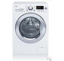 LG WM1355HW White Compact Washer, 24 in, 2.7 cu ft., with 2.7 cu ft., Direct drive, 9 cycles, 5 temperature levels, built-in heater, sanitary cycle. 1300 RPM, Chrome Door, Stackable White