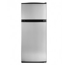 Whirlpool W8RXCGFXS Stainless Steel Top Mount Refrigerator, 28in, 18.0 cu.ft, with Up-Front Temperature Controls, SpillMizer glass shelves, Meat Pan, Integrated handle, Contour Door and Reversible Door Capability  Stainless Steel