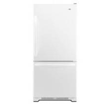 Amana ABB1924WEW White Bottom Mount Refrigerator, 30in, 18.5 cu.ft, with Flat Textured Door (Reversible) ,Pull Out Drawer ,Electronic Temp Controls ,4 Spillproof Glass Shelves and 2 Hc Crispers  White