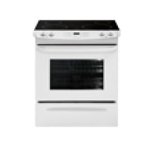 Frigidaire CFES3025LW White Slide-In Range, 4.2 Cu. Ft, 30in Electric, Self Clean, Smoothtop Ceramic Glass Cooking Surface, 1x 12" 2700w Element, 1x9" 2500w Element, 2x6" 1200w Elements White