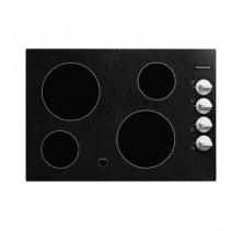 Frigidaire FFEC3024LW White Trim 30in Electric Cooktop, Ceramic Glass Surface, Right Side Controls, Hot Surface Indicator Light, 2x9" 2500w Element, 2x6" 1200w Element, Bevelled Edges White Trim