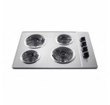 Frigidaire FFEC3005LS Stainless Steel30in Electric Cooktop, Coil Cooktop Surface, Right Side Controls, 2x8" 2100w Coil Elements, 2x6" 1250w Coil Elements, Lift-up Cooktop, Chrome Drip Bowls Stainless Steel