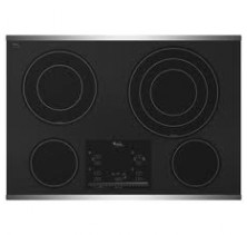 Whirlpool Gold G9CE3074XS Stainless Steel Electric Cooktop, 30in, with 4 Radiant Elements, Eco Friendly Schott Ceran Glass Surface, Hot Surface Indicator Light, Control Lock Stainless Steel