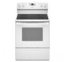 Amana AER5823XCW White Freestanding Electric Range, 30in, 4.8 cu.ft, with  4 Ribbon Radiant Elements, Manual Clean Oven, Easy Touch Electronic Controls and Storage Drawer White