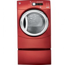 GE GFMS355ELMV Red Front Load Electric Dryer, 27in, 7.5 cu.ft, with Steam Refresh/ Steam Dewrinkle, Sensor Dry Plus, Speed Dry, Delay Start Up to 24 hours and Active Wear cycle    Red