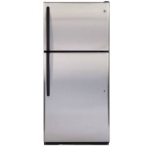 GE GTRL0HBZRLB Clean Steel Top Mount Refrigerator, 20 cu.ft. with NeverClean Condenser, Upfront Temperature Controls, Reversible Door and Gallon Door Storage    Clean Steel