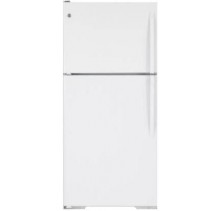 GE GTRC0KBZLWW White Top Mount Refrigerator, 20 cu.ft. with NeverClean Condenser, Upfront Temperature Controls, Gallon Door Storage and Reversible Door  White