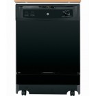 GE GSC3500V Portable Dishwasher, 24 7/8 in, with 4 Touch Tap, 4 Levels, 5 Cycles, 2 Options, Candlelight Woodgrain and Energy Star Rated