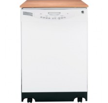 GE GLC5604VWW White Portable Portable PermaTuf Tall Tub Dishwasher with Steam, 24 7/8 in, with 4 Cycles, 5 Options, Energy Star Certified, Electronic Controls and Sani Wash Cycle  White